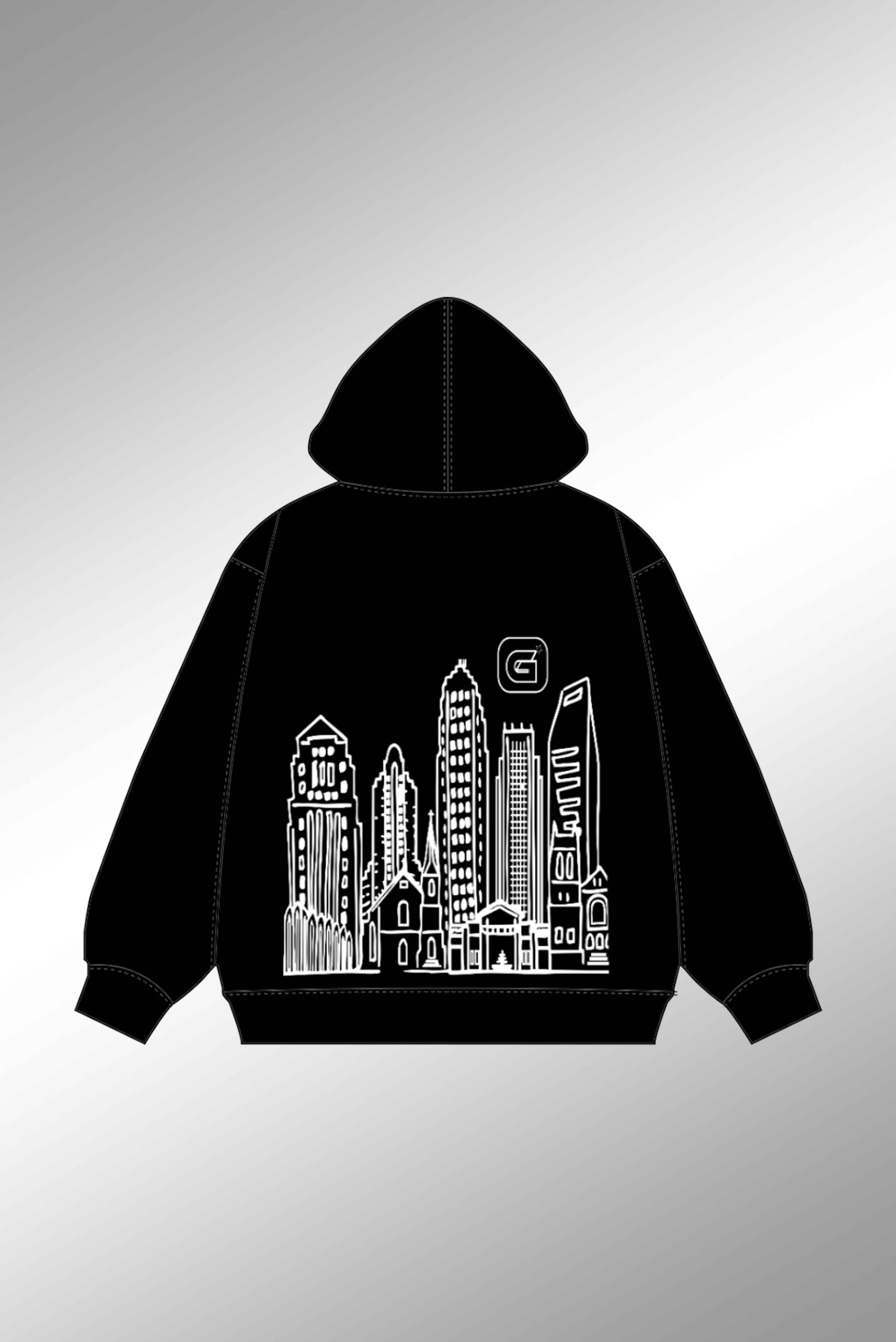Midnight Black Skyline Hoodie