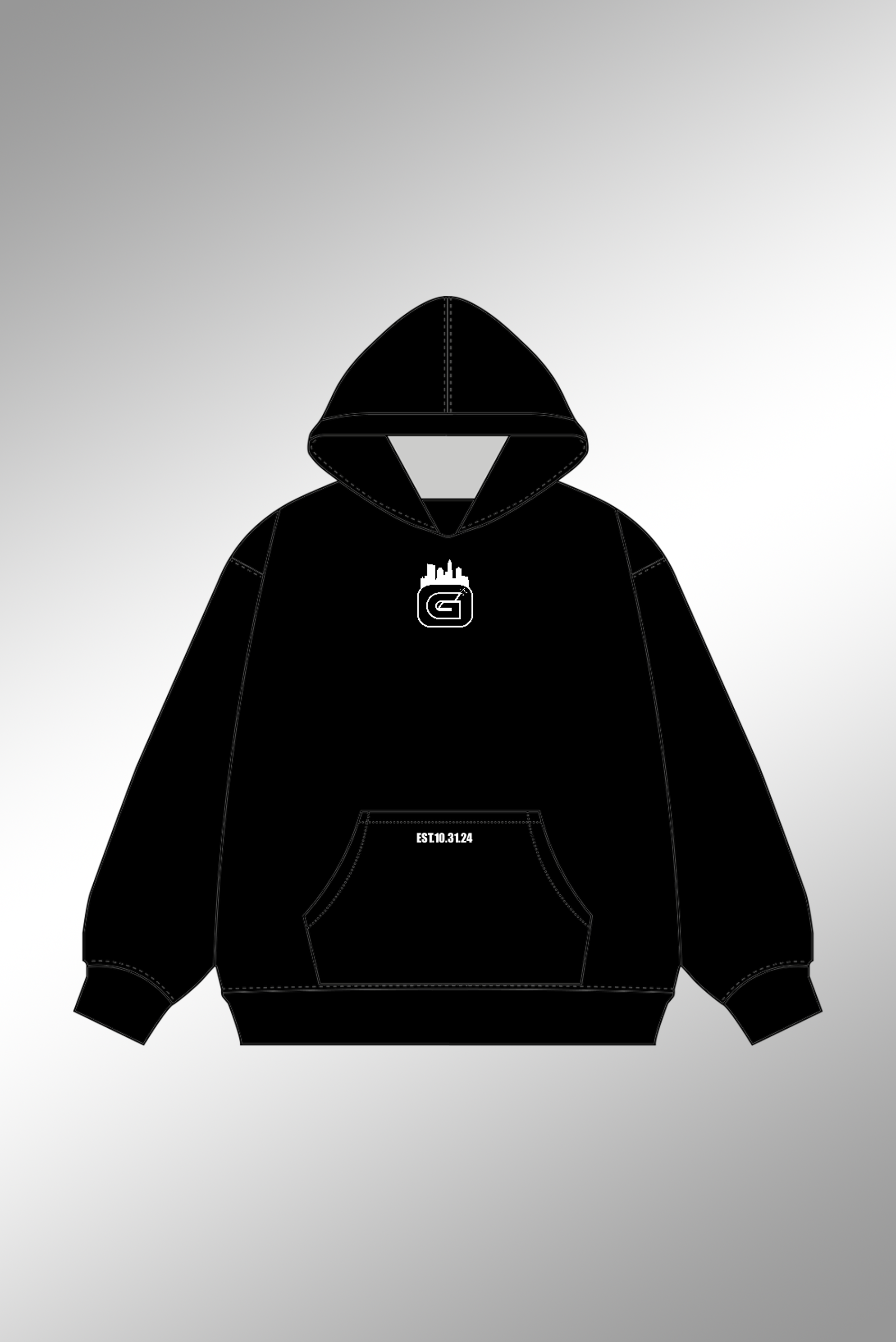 Midnight Black Skyline Hoodie